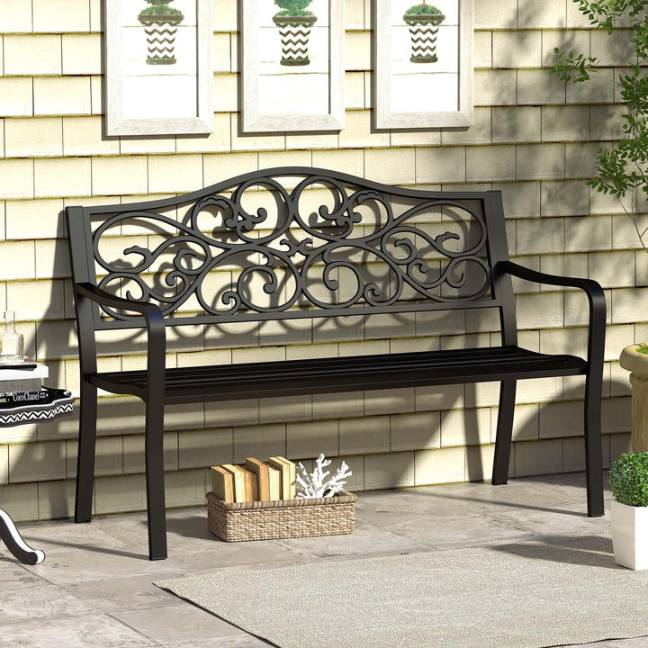 Giantex Outdoor Bench with Floral Pattern