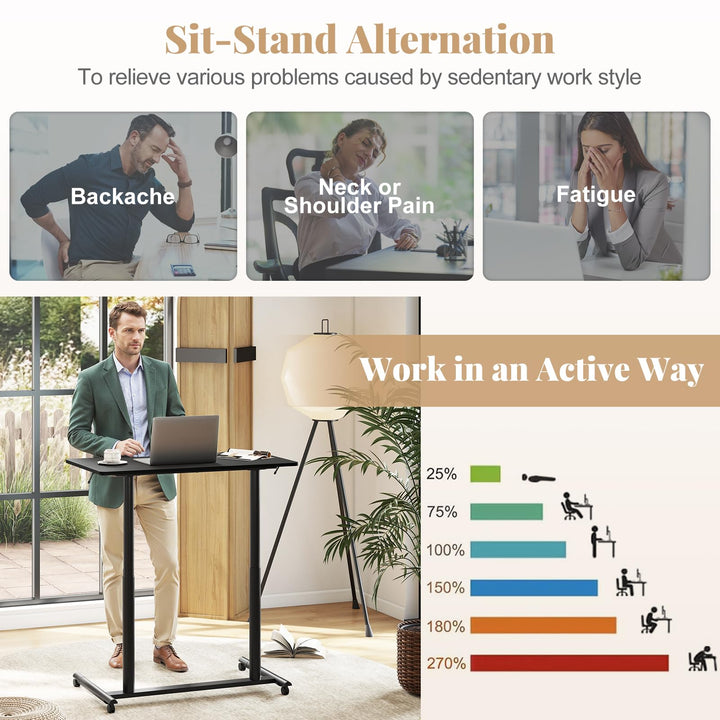 Giantex Mobile Standing Desk Height Adjustable Computer Desk with Wheels &amp; Aluminum Frame