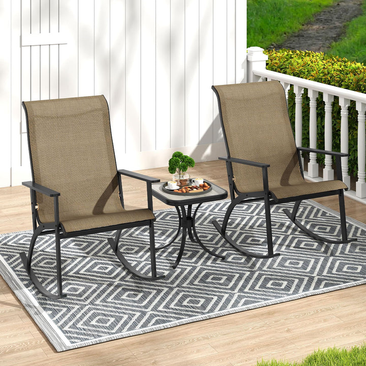 Giantex 3 Piece Rocking Bistro Set with 2 Rocking Chairs &amp; Coffee Table