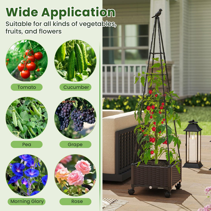 Giantex Raised Garden Bed with Wheels &amp; Tomato Cage