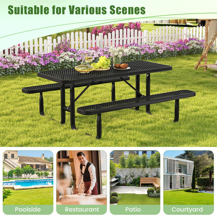 Giantex 72” Picnic Table, Large Outdoor Table &amp; Bench Set for 8
