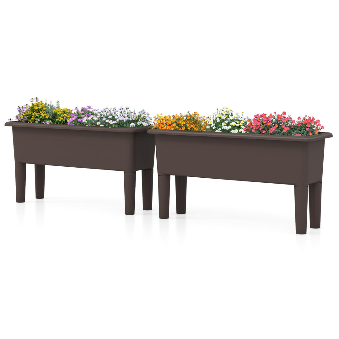 Giantex Raised Garden Beds Outdoor Set of 2, Self-Watering Planter Box with Detachable Legs &amp; Drainage Hole