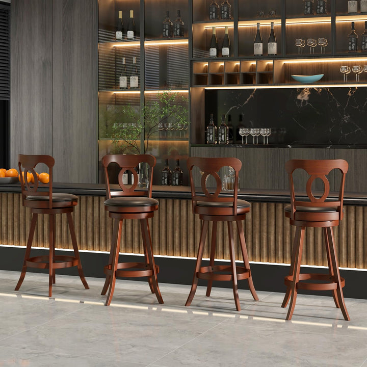 Giantex Swivel Bar Stools Set of 2, 24" Counter Height Barstools with Back, Solid Rubber Wood Frame