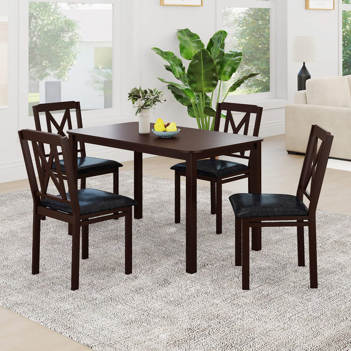 Giantex 5-Piece Dining Table Set for 4, 47" Rectangular Kitchen Table &amp; 4 Chairs