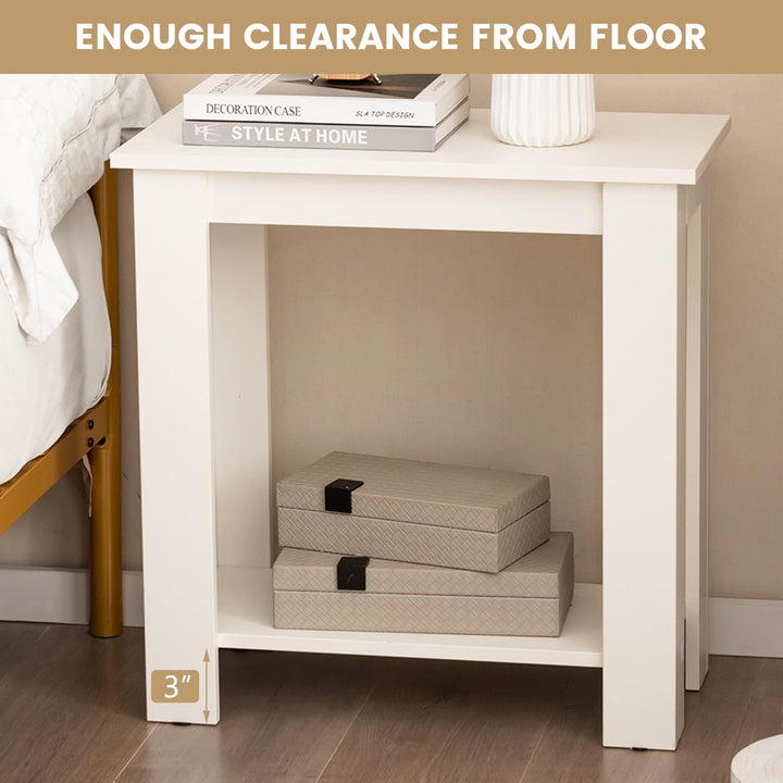 Giantex 2-Tier End Table White, Modern Side Table with Storage Shelf (1/2)