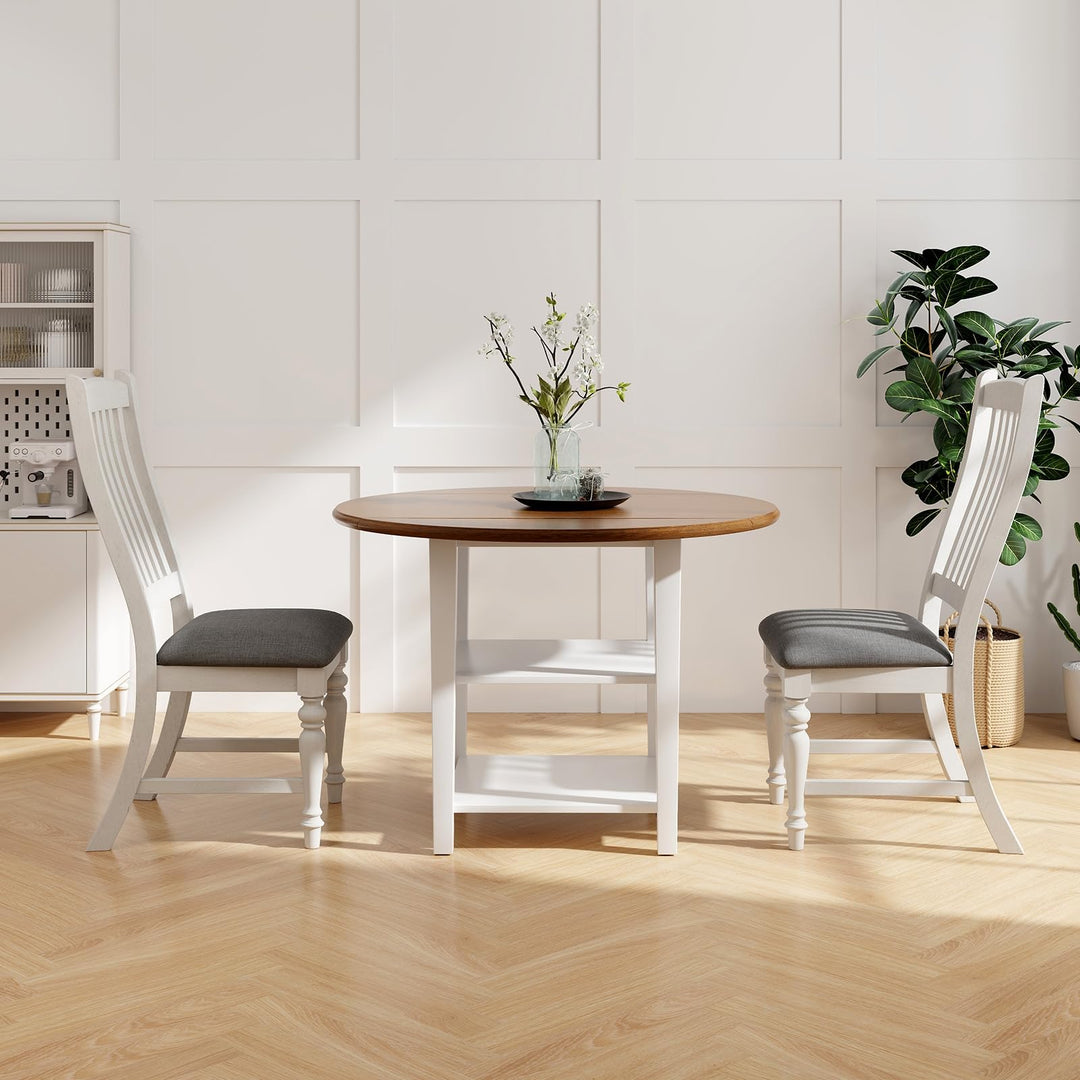 Giantex Wood Dining Chairs Set of 2/4 Farmhouse Kitchen Chairs with Solid Wood Frame, Max Load 355 Lbs