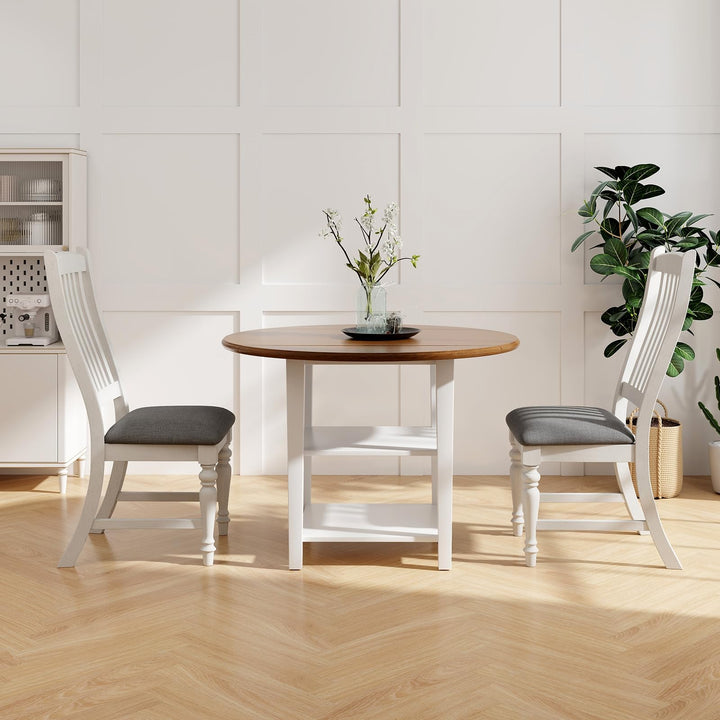 Giantex Wood Dining Chairs Set of 2/4 Farmhouse Kitchen Chairs with Solid Wood Frame, Max Load 355 Lbs