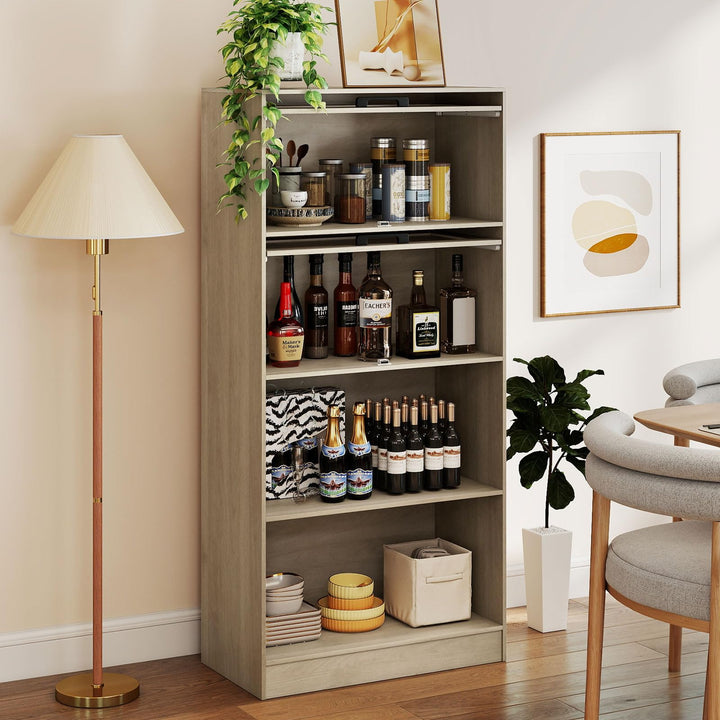 Giantex  4-Tier Tall Bookcase with Flip-up Doors
