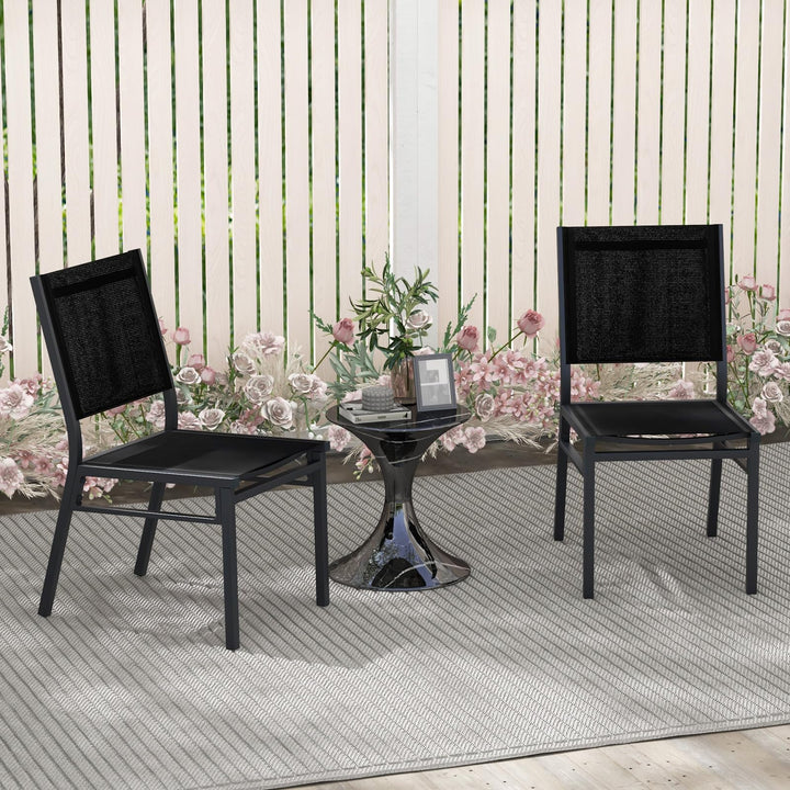 Giantex Outdoor Patio Dining Chair, Armless Dining Chair with Breathable Fabric Seat &amp; Backrest
