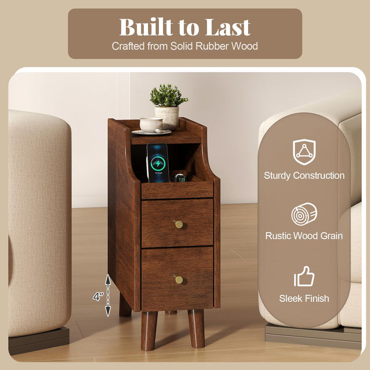 Giantex Narrow Nightstand with 2 Drawers for Small Spaces (1/2)