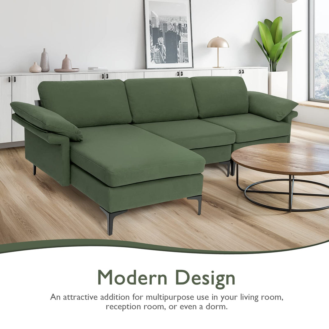 Giantex 100.5" L Convertible Sofa Couch, 3-Seat Sectional Sleeper with USB Ports &amp; Socket
