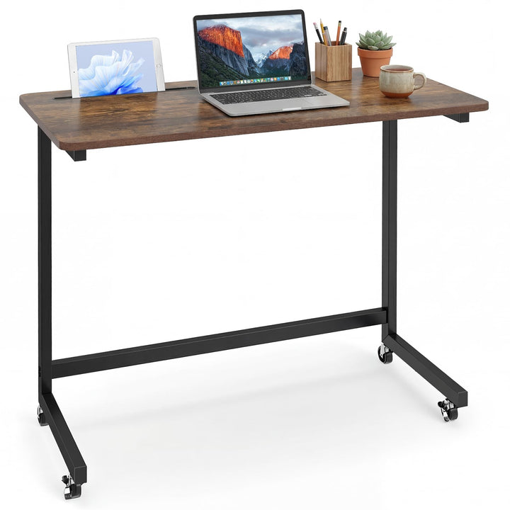 Giantex Mobile C-Shape Side Table - Rolling Bedside Table w/Tablet Slot