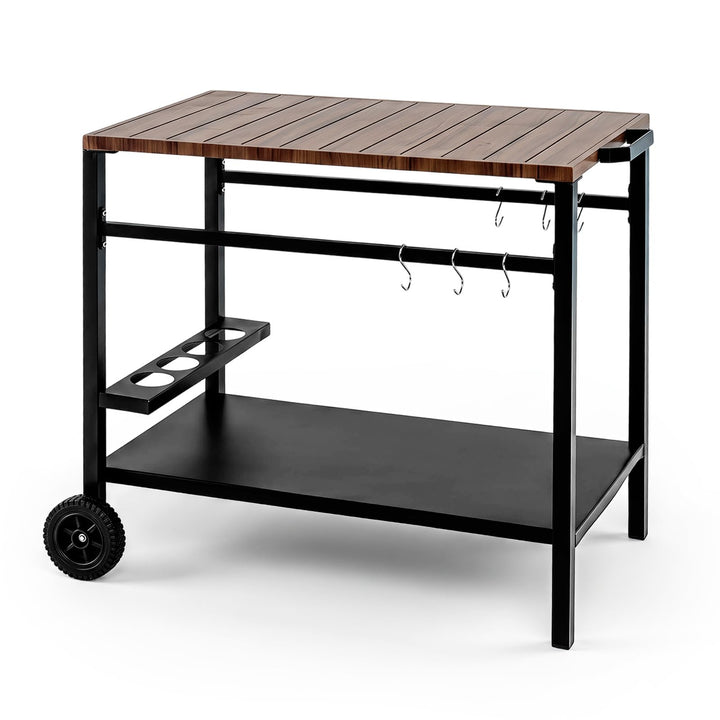 Giantex Outdoor Rolling Grill Cart with Stainless Steel Top &amp; Storage Shelf