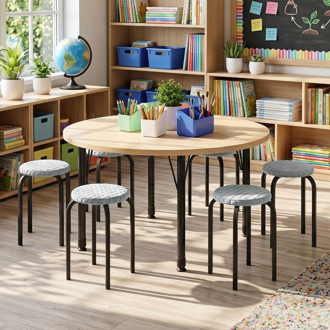 Giantex 18" Stackable Stools Set of 6 | Round Nesting Stools with Removable Washable Covers