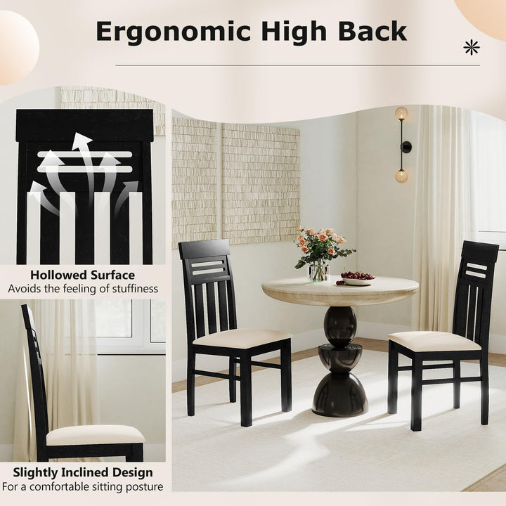 Giantex High Back Dining Room Chairs with Padded Seat &amp; Rubber Wood Frame