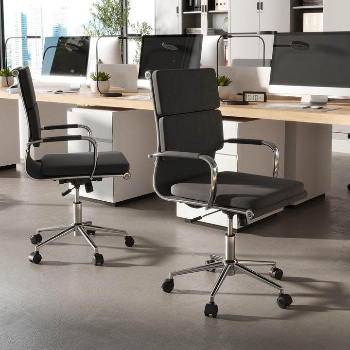 Giantex Ergonomic Office Chair Mid Back Fabric Desk Chair with Armrest