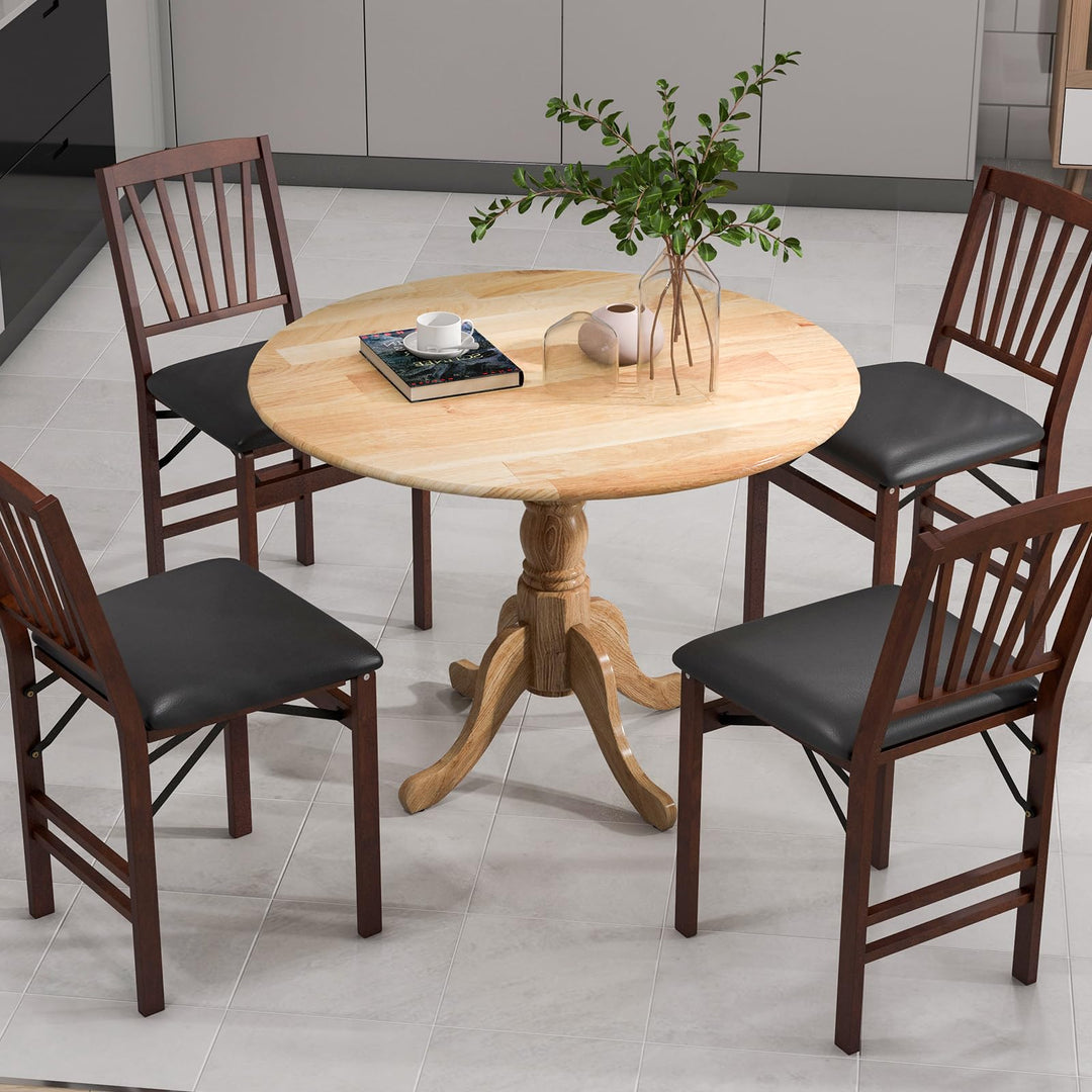 Giantex Wooden Dining Table, Dining Table with 40" D Round Tabletop &amp; Curved Trestle Legs