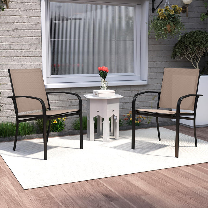 Giantex Stackable Patio Chairs with Breathable Backrest &amp; Wide Seat