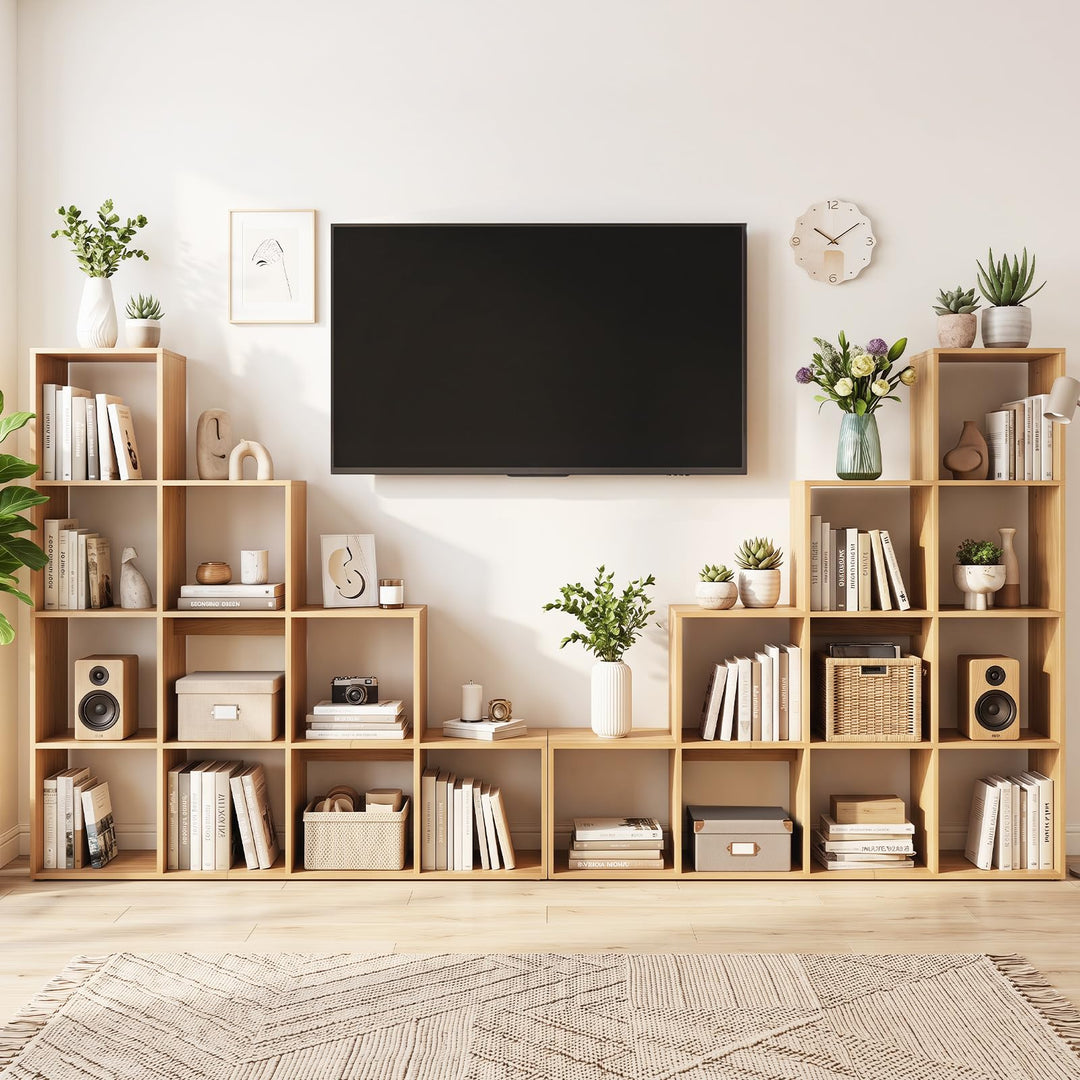Giantex 51" Wooden 10-Cube Stepped Bookcase for Living Room