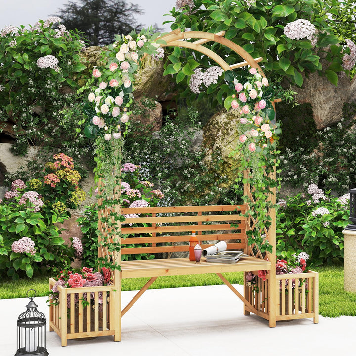 Giantex Outdoor Bench with Garden Arch &amp; Planters