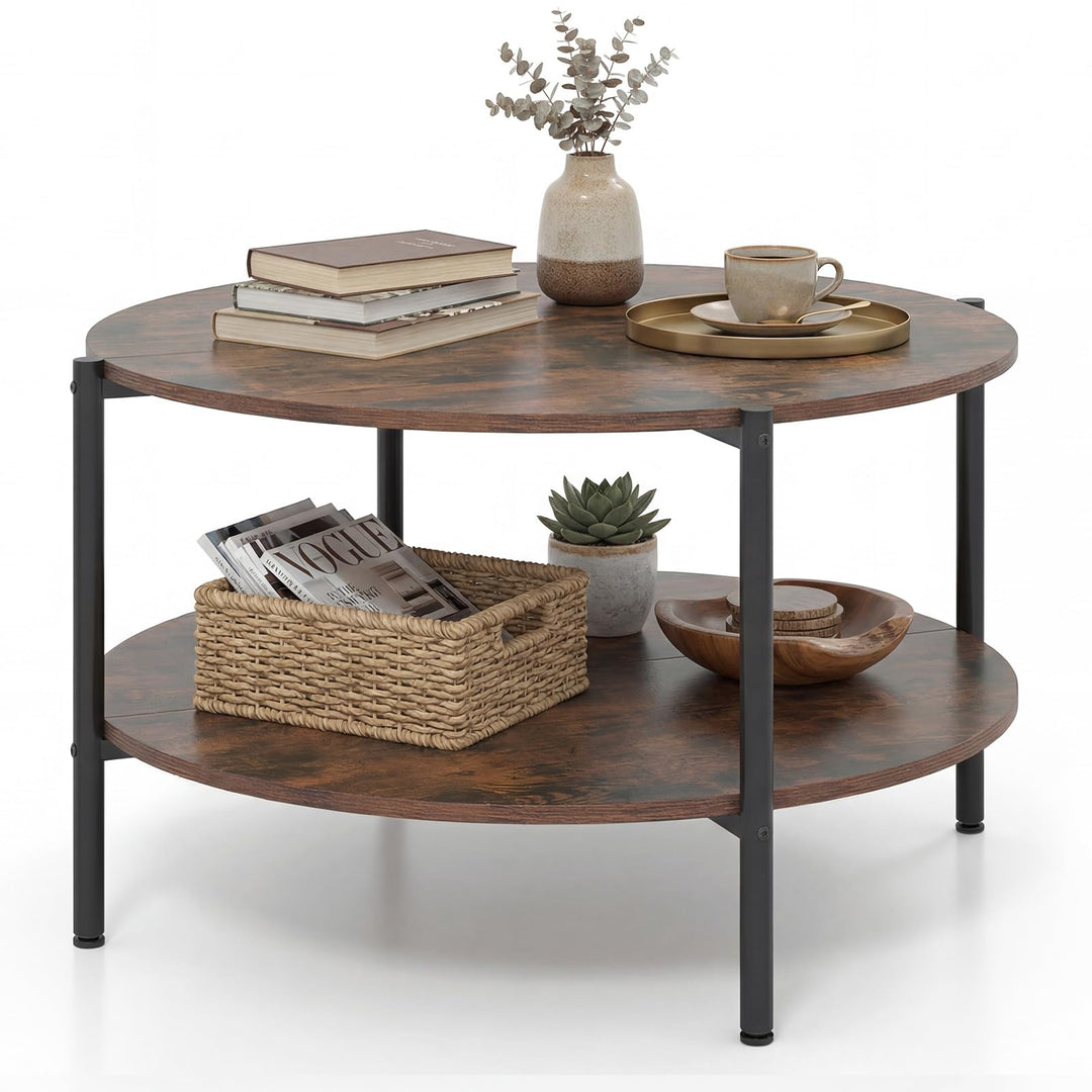 Giantex 33.5" Small Center Table with Open Storage Shelf and Heavy-Duty Metal Frame
