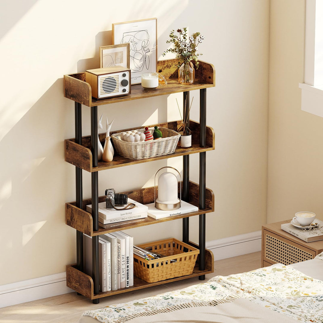 Giantex 4-Tier Freestanding Bookcase with Anti-Tipping Kit | 4 Shelf Bookcase for Living Room Bedroom Study