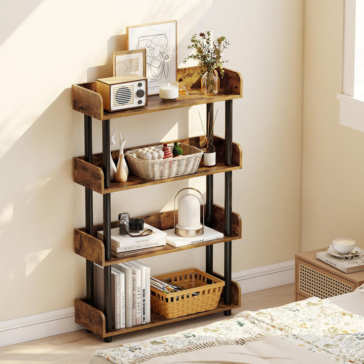 Giantex 4-Tier Freestanding Bookcase with Anti-Tipping Kit | 4 Shelf Bookcase for Living Room Bedroom Study