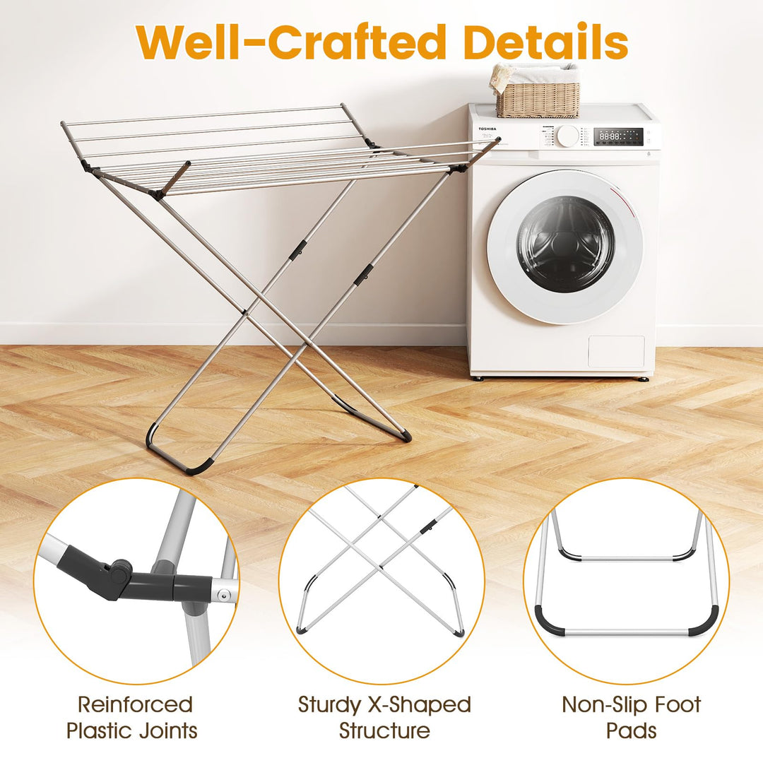 Giantex Folding Clothes Drying Rack Freestanding Aluminum Laundry Drying Rack