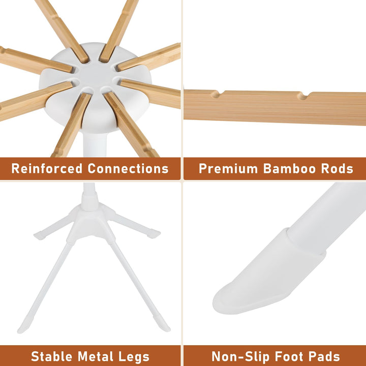 Giantex 4 Legs Foldable Clothes Drying Rack with 8 Bamboo Hanging Rods and 40 Hanger Slots