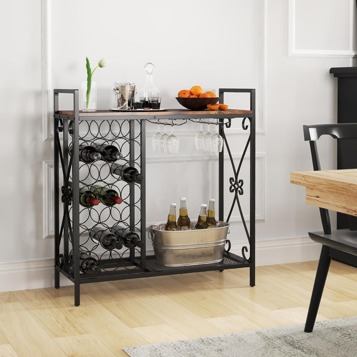 Giantex Wine Bar Table with 6 Glass Wine Glass Holder