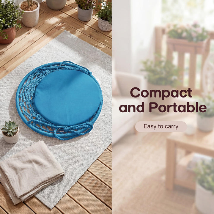 Giantex Hammock Chair Macrame Swing with Round Seat Cushion and Hardware Kit