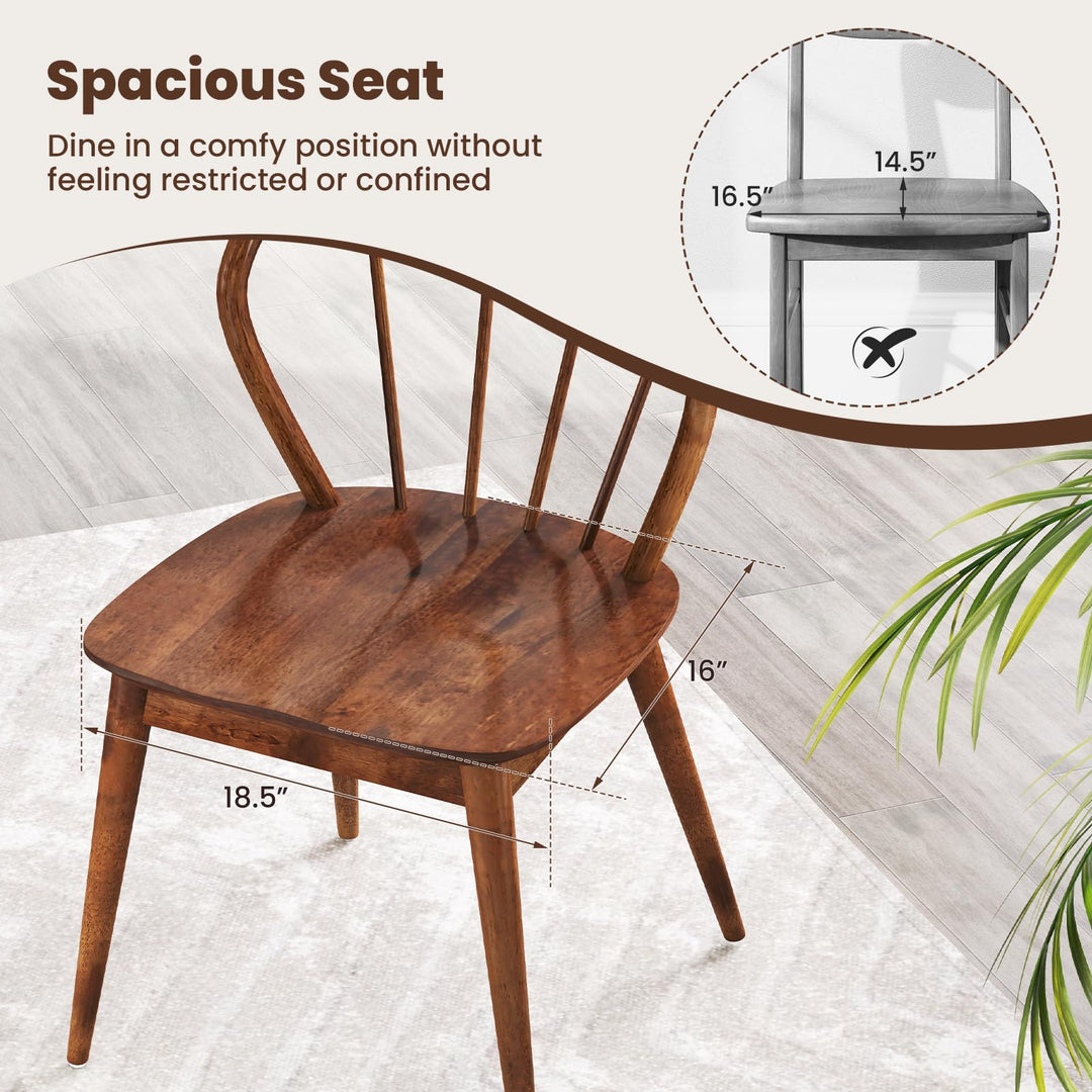 Giantex Wooden Dining Chairs Set of 2/4, Windsor Kitchen Chairs w/High Spindle Back &amp; Rubber Wood Legs