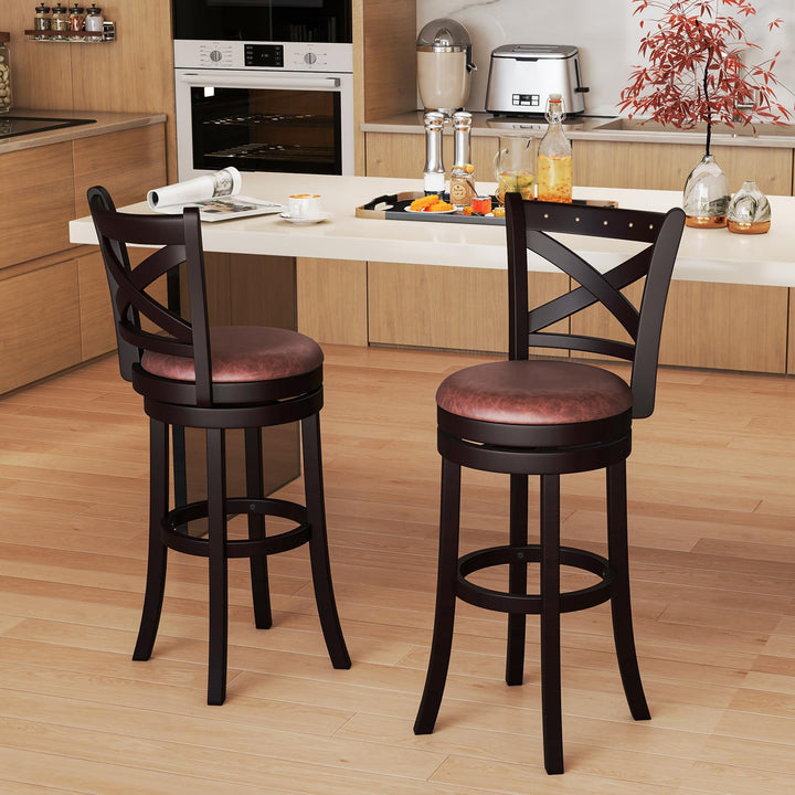 Giantex 30" Swivel Bar Stools with Footrest &amp; Rubber Wood Frame