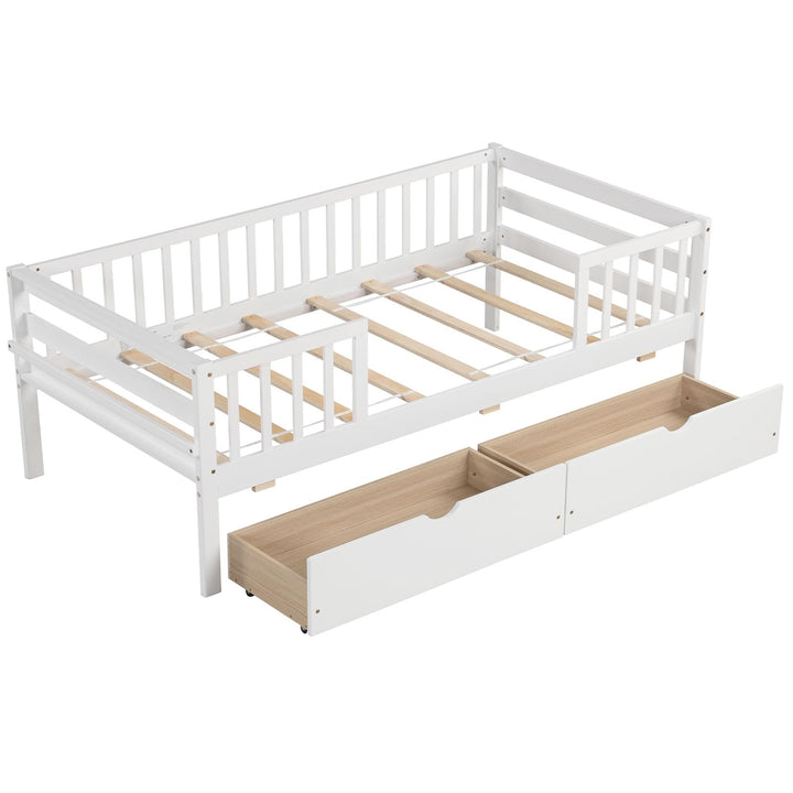 Giantex Twin Daybed with Drawers, Wooden Twin Bed Frame with Side Storage &amp; Slats Support