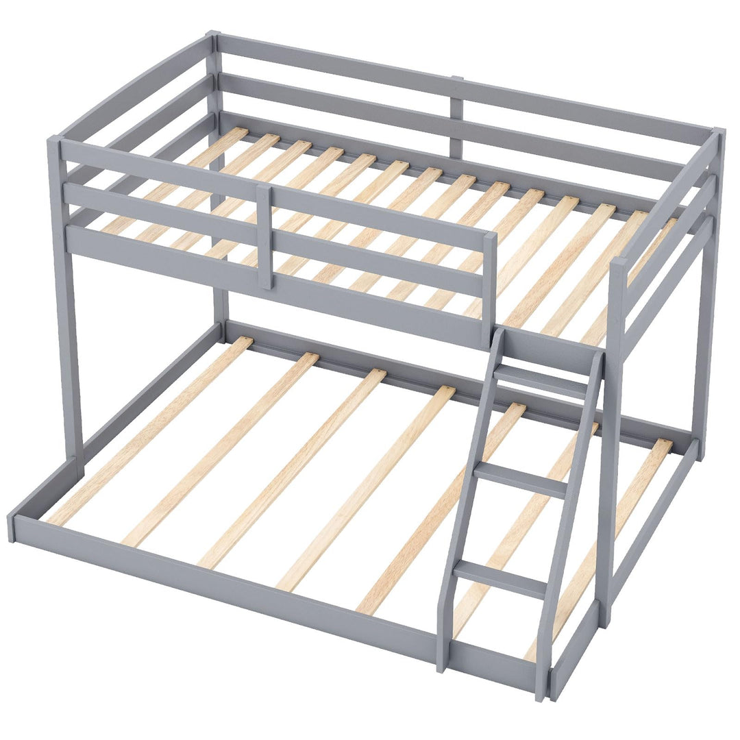 Giantex Twin Over Full Bunk Bed Solid Wood Kids Bunk Bed with Full-Length Guardrails &amp; Ladder