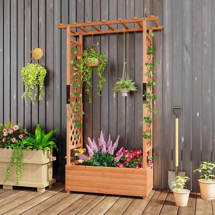 Giantex Raised Garden Bed with 2-Sided Trellis &amp; Hanging Roof