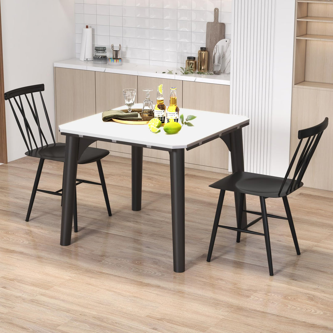 Giantex Metal Dining Chairs Set, Farmhouse Kitchen Chairs w/High Cross Backrest &amp; Curved Seat