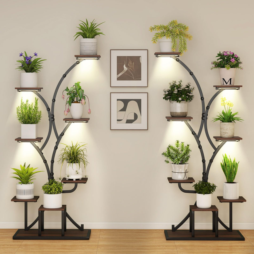 Giantex Plant Stand Indoor with Grow Lights 8-Tier 58" Tall Corner Metal Plant Shelf