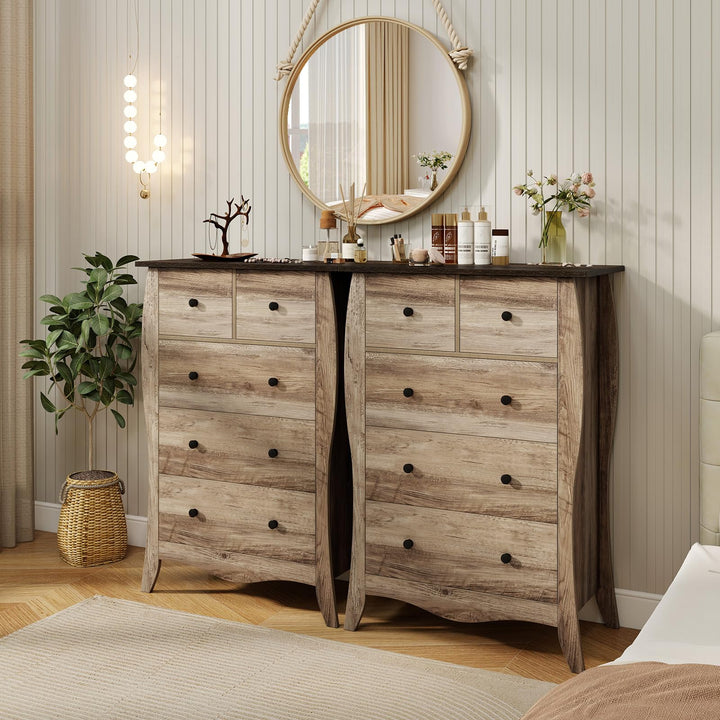 Giantex Storage Cabinet with Foldable &amp; Detachable Fabric Drawers, Anti-Tipping Kit, 26.5” x 15” x 38” Farmhouse Floor Cabinet