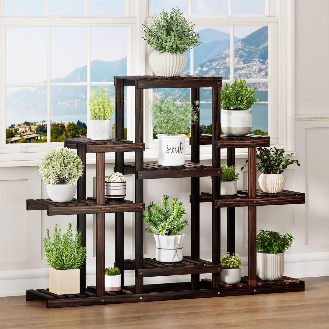 Giantex Plant Stand Indoor &amp; Outdoor 6 Tier Wood Flower Pot Stand for Multiple Plants