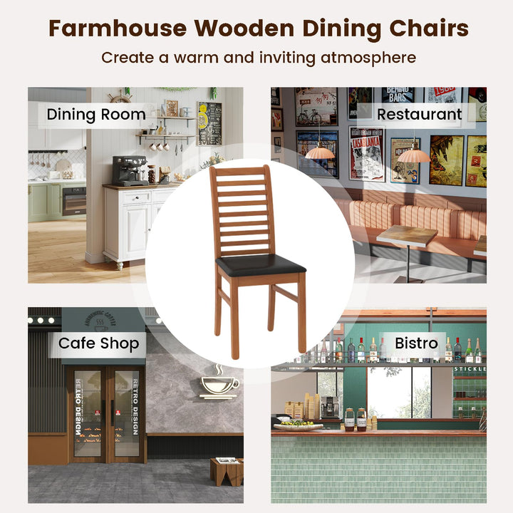 Giantex Wooden Dining Chairs Set PU Leather Upholstered Kitchen Armless Chairs w/Rubber Wood Legs