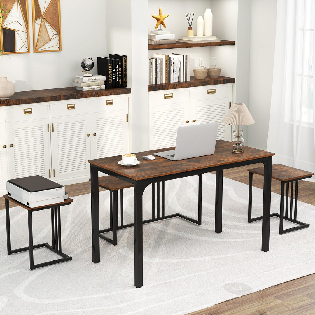 Giantex Dining Table Set for 4 Industrial Kitchen Table 2 Chairs Stool &amp; Bench