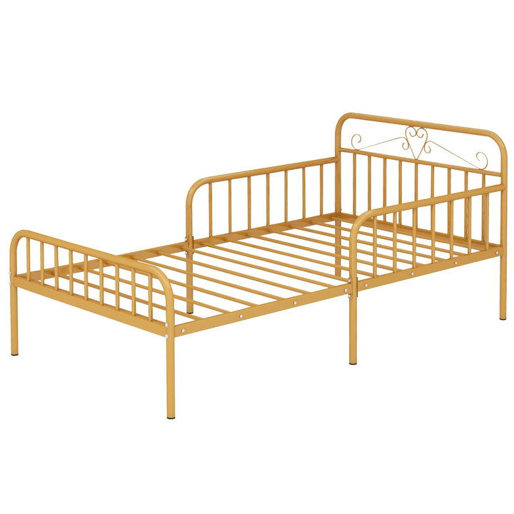 Giantex Metal Twin Bed Frames for Kids, Heavy Duty Metal Platform Bed Frame with Headboard &amp; Safety Guardrails