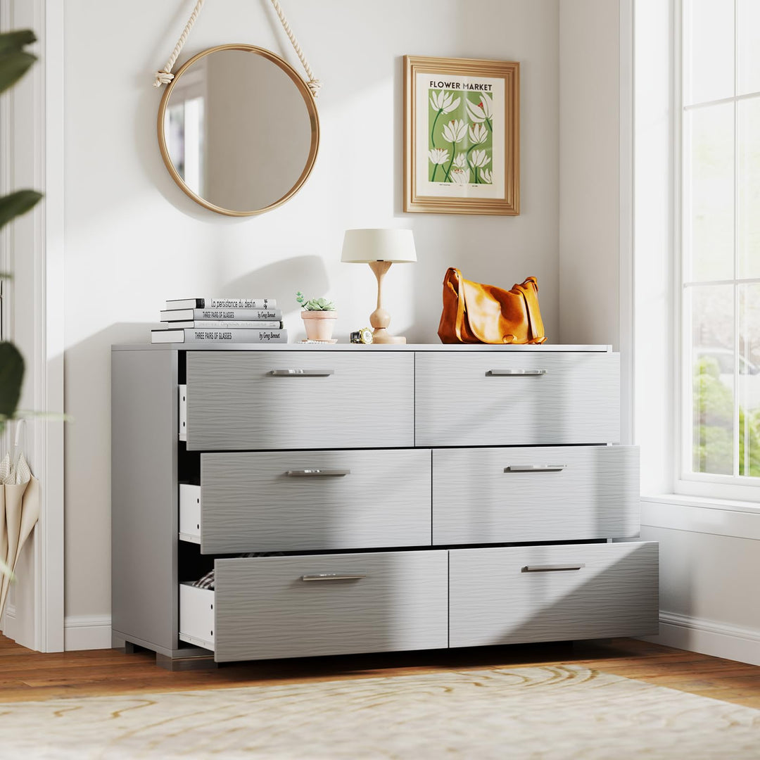 Giantex Storage Cabinet with 6 Drawers, Metal Legs &amp; Handles, Anti-Toppling Devices, Grey
