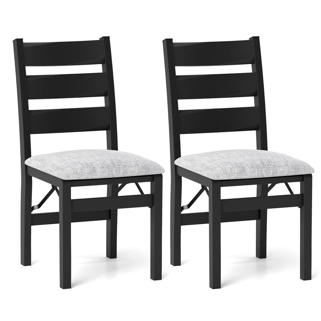 Giantex Folding Dining Chairs Set of 2, Modern Upholstered Kitchen Chairs w/Slatted Backrest &amp; Padded Seat