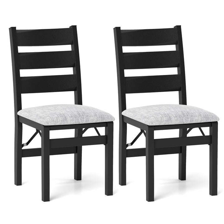 Giantex Folding Dining Chairs Set of 2, Modern Upholstered Kitchen Chairs w/Slatted Backrest &amp; Padded Seat