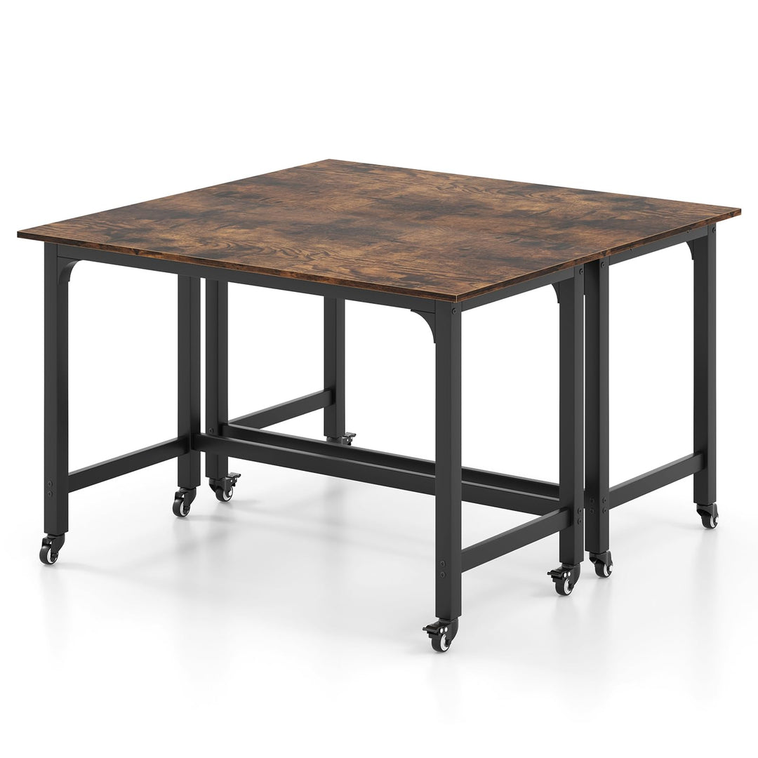 Giantex Conference Table, 48" Rectangular Mobile Meeting Room Desk with Removable Storage Bag &amp; 2 Hanging Hooks