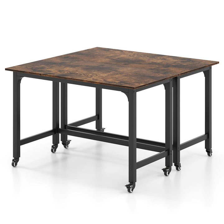 Giantex Conference Table, 48" Rectangular Mobile Meeting Room Desk with Removable Storage Bag &amp; 2 Hanging Hooks