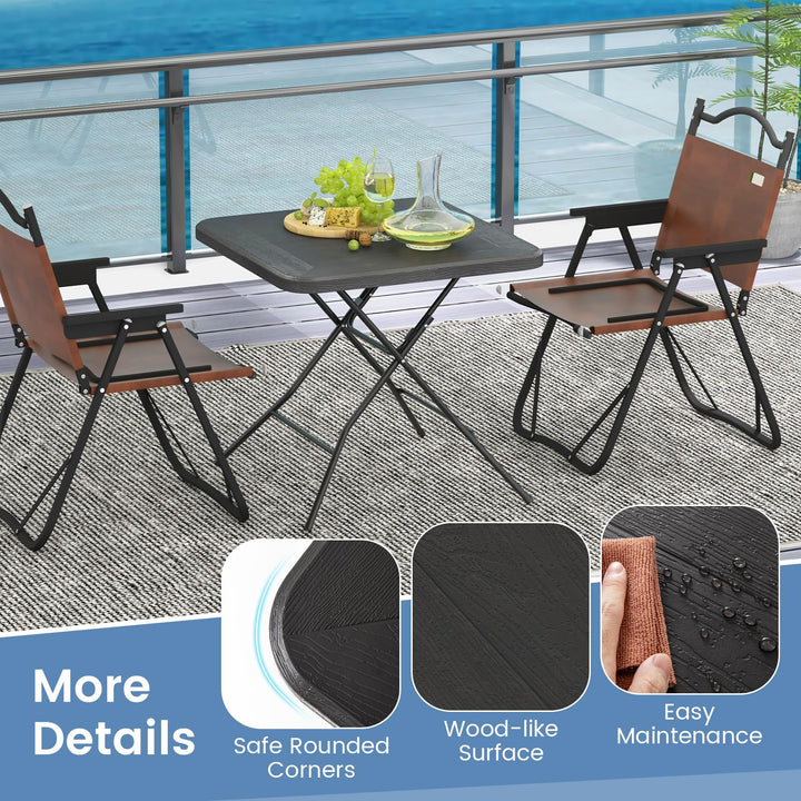 Giantex 2.6 FT Folding Picnic Table, Square Patio Dining Table for 4 Persons, with HDPE Tabletop