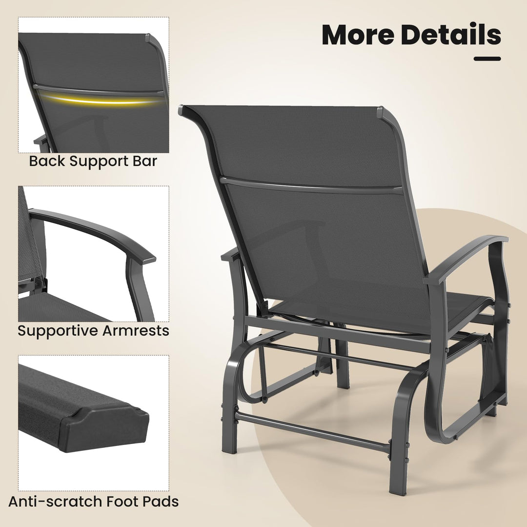 Giantex 2-Pack Outdoor Glider Rocking Chairs with Ergonomic Backrest &amp; Seat